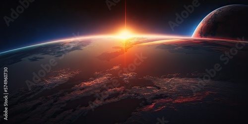 earth and sun   ai generated