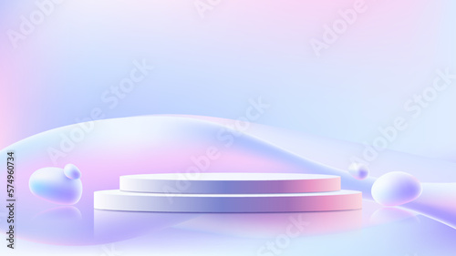 3D holographic color podium stand with fluid or liquid elements