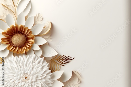 Floral wallpaper or background for card design in plain off-white color photo