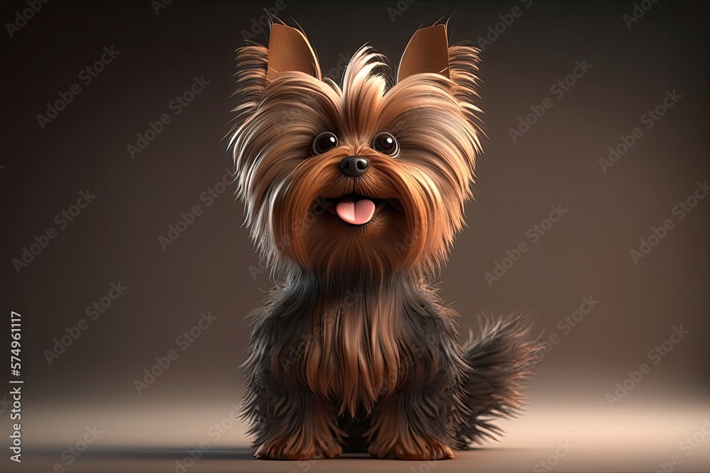 Fototapeta premium Cute yorkshire terrier dog character. Generative AI