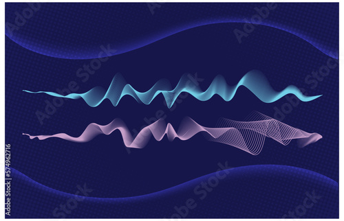 Color Sound Wave on dark Background, technology, and earthquake wave diagram concept, design for music studio and wave function concept, Vector Illustration.