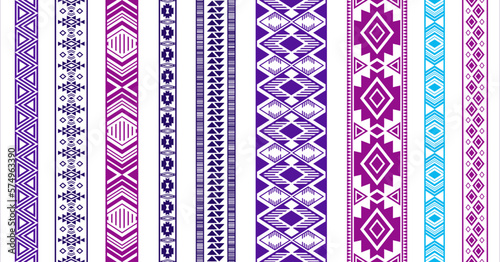 Embroidery ribbon vector patterns, lace seamless border, fashion edge stripes.