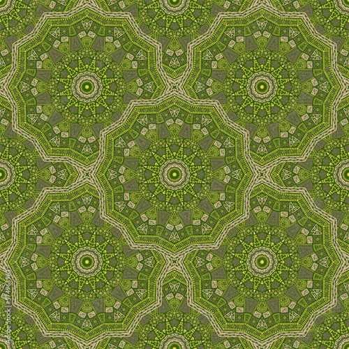 Round medallion vector seamless pattern.