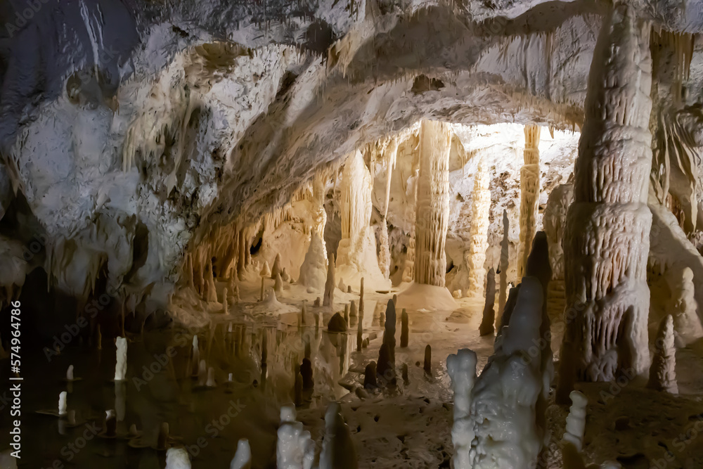 Famous Underground Frasassi Caves in Genga, Italy - Grotte di Frasassi. Famous Underground Frasassi Caves in Genga, Italy - Grotte di Frasassi.