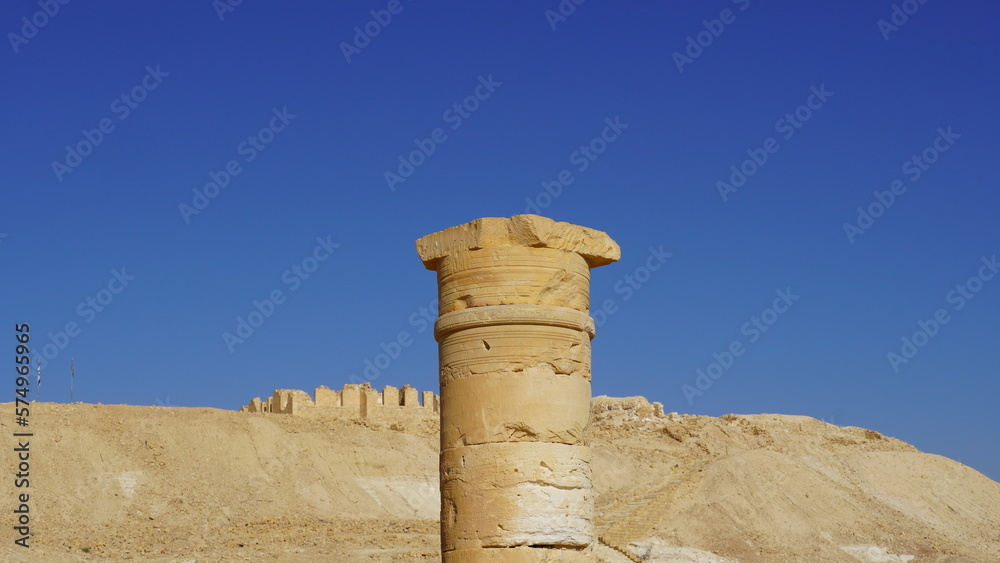 Column of a Byzantine church at Nizana. Nabateans city at Negev desert