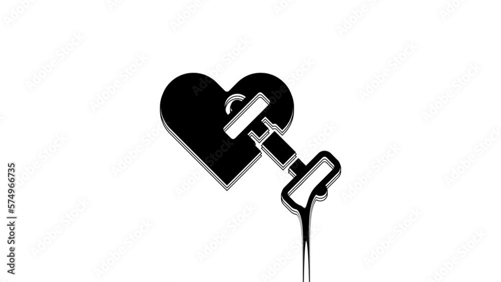 Black Dumbbell with heart icon isolated on white background. Muscle lifting, fitness barbell, sports equipment. 4K Video motion graphic animation Black Dumbbell with heart icon isolated on white background. Muscle lifting, fitness barbell, sports equipment. 4K Video motion graphic animation
