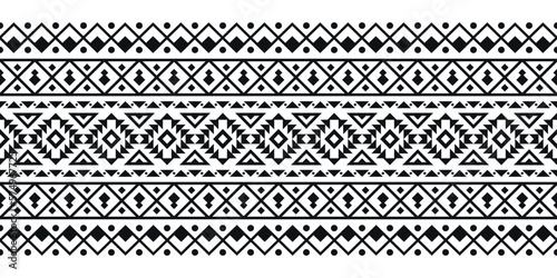 Geometric tribal black and white pattern, ethnic aztec tribal pattern for fabric, wallpaper, card template, wrapping paper, carpet, textile, cover