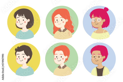 Set of avatars, persons, people in different and minimal style with flat design character