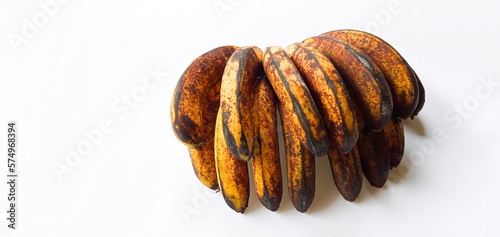 Banana fruit on a white background. in Indonesia this type of banana is called Medan banana or Pisang Barangan, this banana is widely cultivated in the area of ​​North Sumatra. Pisang medan. photo