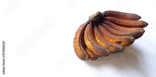 Banana fruit on a white background. in Indonesia this type of banana is called Medan banana or Pisang Barangan, this banana is widely cultivated in the area of ​​North Sumatra. Pisang medan. photo