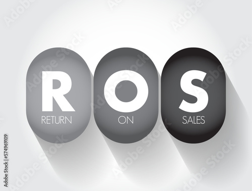 ROS Return On Sales - measure of how efficiently a company turns sales into profits, acronym text concept background
