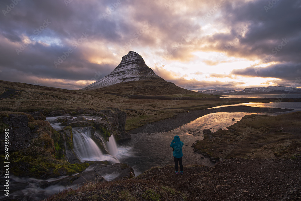 sunset in the mountains  kirkjufell in iceland