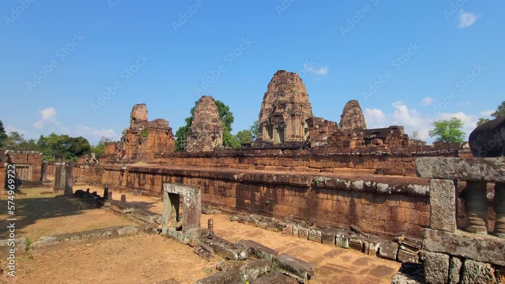 Mysterious Ancient ruins East Mebon temple - famous Cambodian landmark, Angkor Wat complex of temples. Siem Reap, Cambodia. Mysterious Ancient ruins East Mebon temple - famous Cambodian landmark, Angkor Wat complex of temples. Siem Reap, Cambodia.