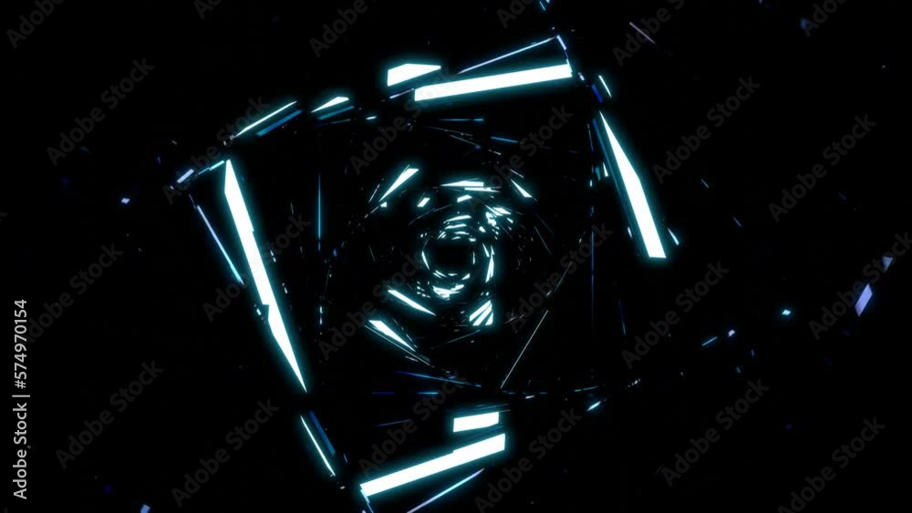 VJ トンネル 四角形 ネオン 発光 反射 回転 青 [別Verあり]