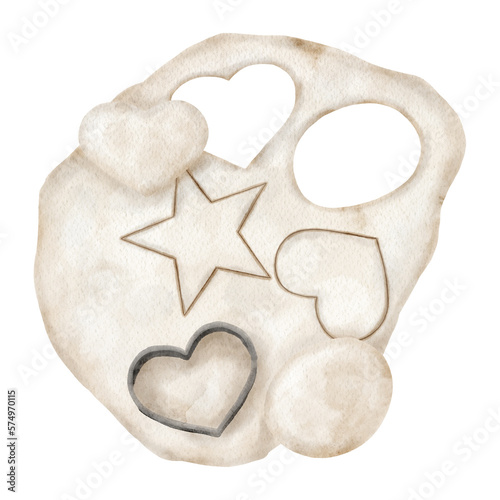 Fotografie Watercolor cutting cookies illustration