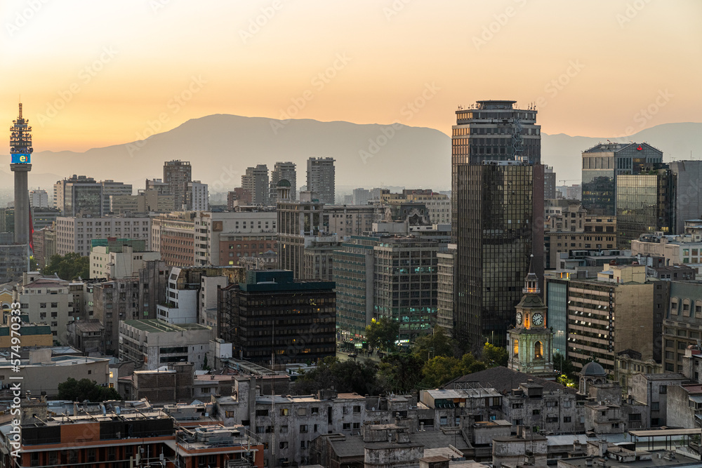 Sunset over Santiago, Chile