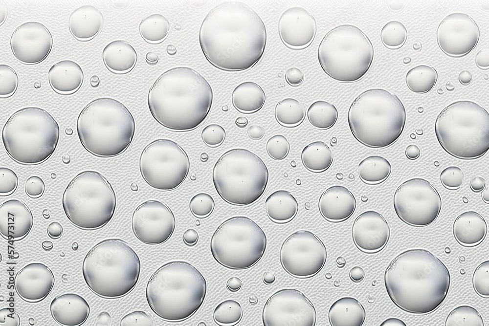 Bubbles white isolated background water drops on the glass / wet window glass with splashes and drops of water and lime, texture autumn background created with Generative AI technology