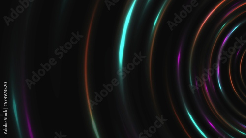 Colorful neon laser rings abstract background