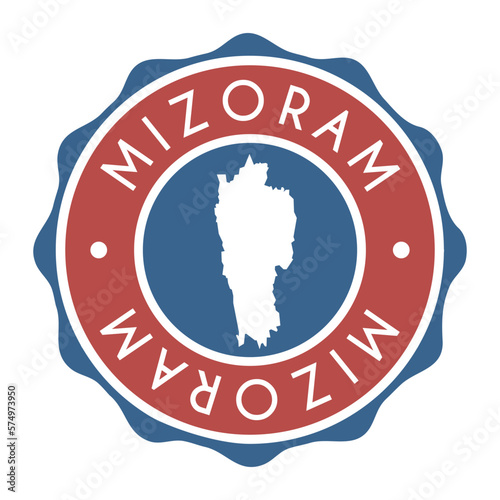 Mizoram, India Badge Map Vector Seal Vector Sign. National Symbol Country Stamp Design Icon Label.  photo