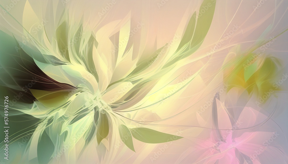 Fototapeta premium Ethereal floral graphic with a swirl of translucent petals in a gentle array of springtime colors.