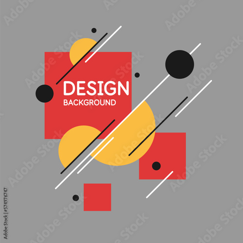 Abstract background in a modern trendy style. Poster with simple flat different geometric shapes.