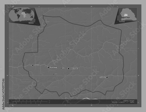 Kaffrine, Senegal. Bilevel. Labelled points of cities photo