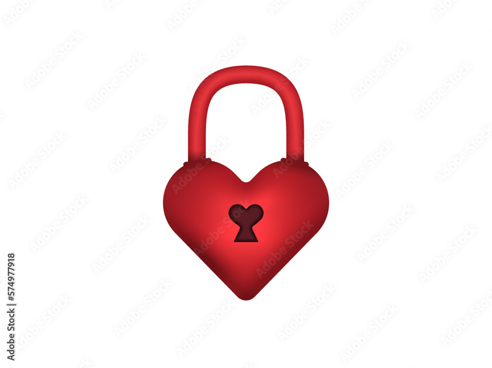 3d red heart lock, heart shaped keyhole, love heart padlock. Valentine's day icon concept vector illustration. Woman's day romantic heart design isolated on white. 3d red heart lock, heart shaped keyhole, love heart padlock. Valentine's day icon concept vector illustration. Woman's day romantic heart design isolated on white.