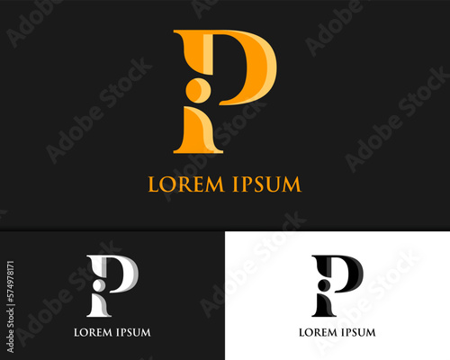 Letter P iP Pi luxury logo design template	