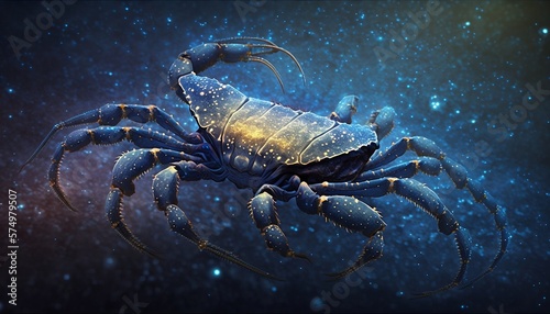 Scorpio Zodiac Sign illustration in a star constallation background. Generated by AI. photo