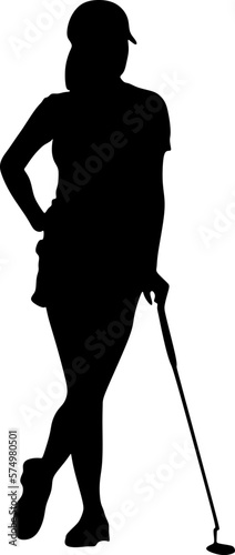 Professional golfer woman playing golf, silhouette,vector,illustration photo