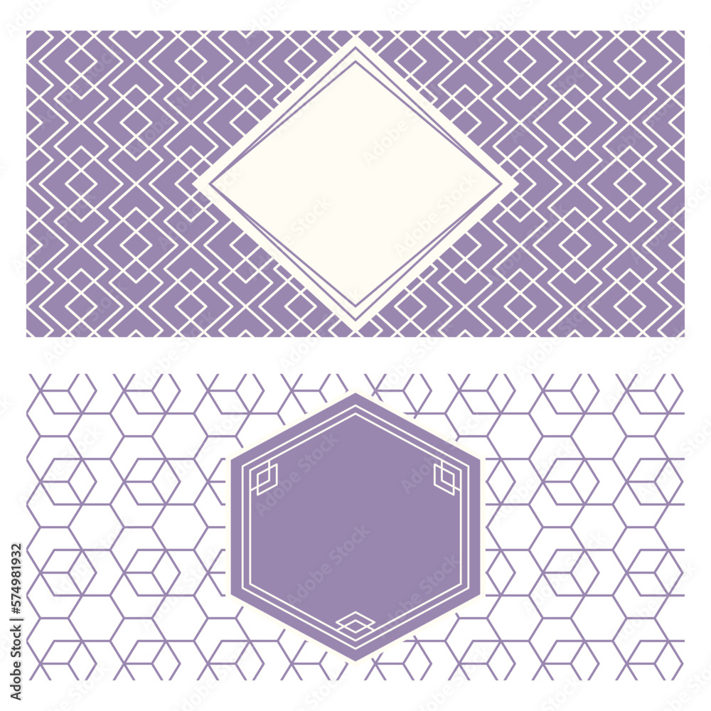 Obraz premium Monochrome banner templates, patterned abstract geometric background. Packaging design, vector illustration.