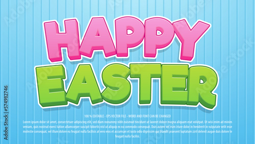 Photo Happy easter 3d bold editable text effect