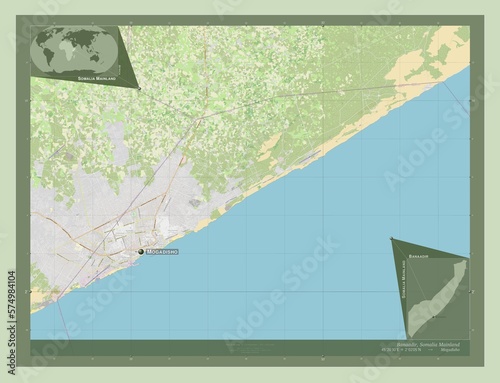 Banaadir, Somalia Mainland. OSM. Labelled points of cities photo