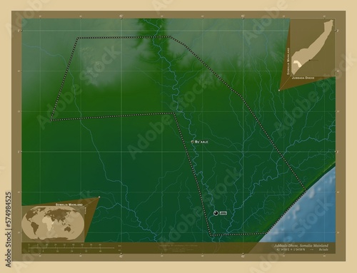 Jubbada Dhexe, Somalia Mainland. Physical. Labelled points of cities photo