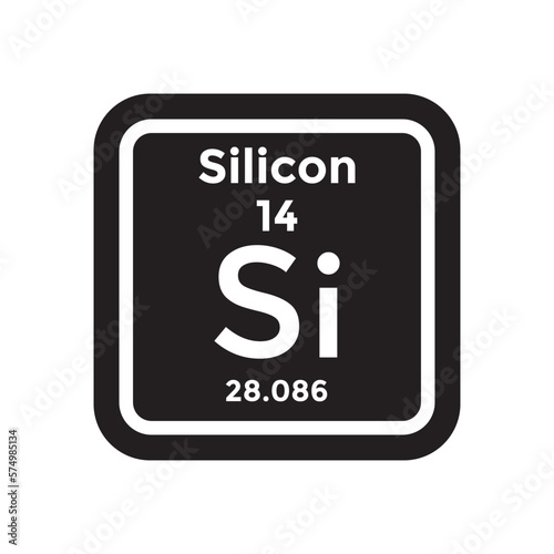 silicon periodic table element, chemistry, vector illustration 