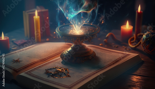 Obraz na płótnie Illustration of magic crystal ball or glowing fortune teller sphere