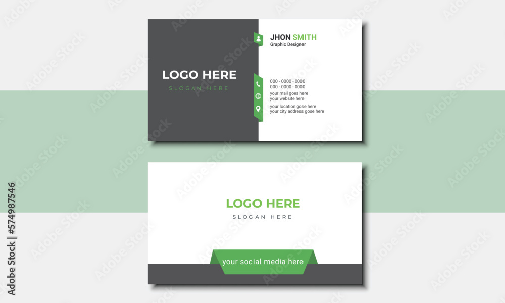Vector design formal Green modern business card. Vector design formal Green modern business card.