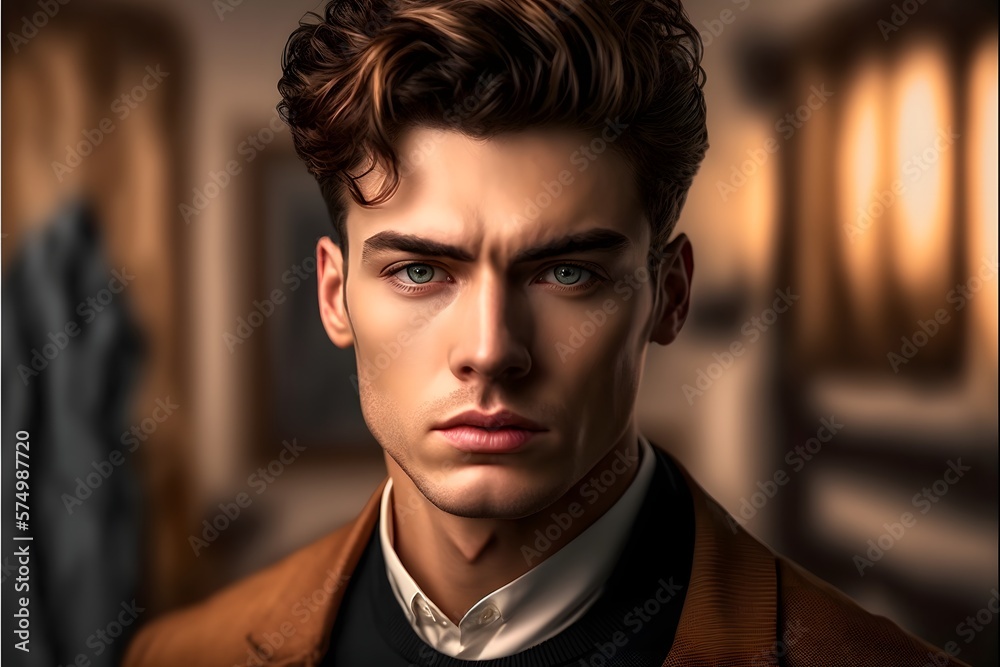 Portrait of an intense man Stock Illustration | Adobe Stock