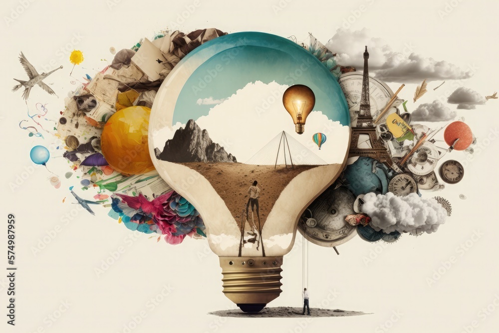 Premium Photo  Creative mind 3d illustration with light bulb generative ai