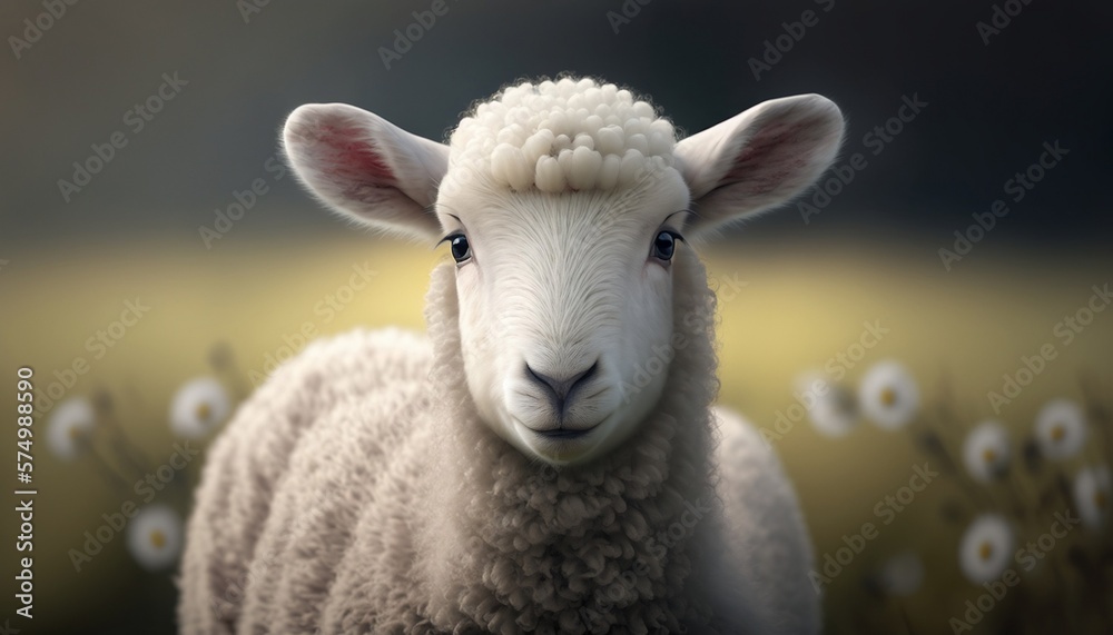 Easter sheep in the field. Generative AI.