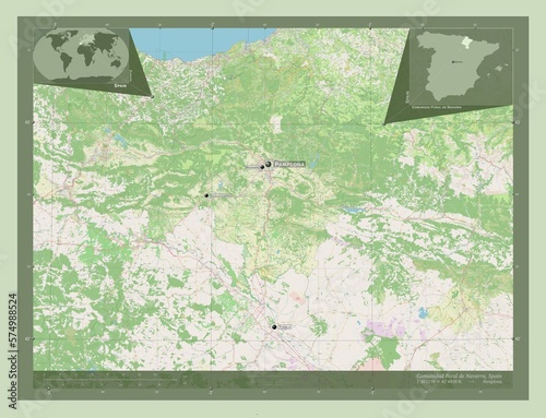 Comunidad Foral de Navarra, Spain. OSM. Labelled points of cities photo