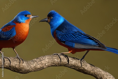 Beautiful two bird. Generative AI © Pixel Matrix