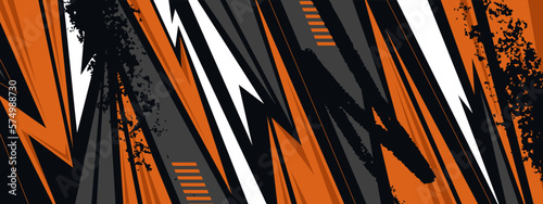 Abstract grey orange geometric in sports style design. Grunge banner background illustration
