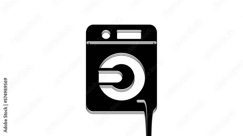 Black Washer icon isolated on white background. Washing machine icon. Clothes washer - laundry machine. Home appliance symbol. 4K Video motion graphic animation Black Washer icon isolated on white background. Washing machine icon. Clothes washer - laundry machine. Home appliance symbol. 4K Video motion graphic animation