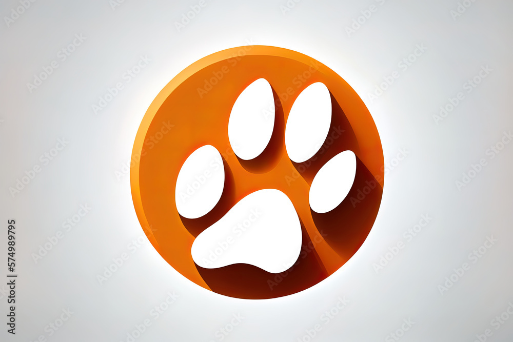 Fototapeta premium cat paw print flat icon for animal apps and websites, realistic. Generative Ai