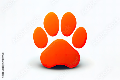 cat paw print flat icon for animal apps and websites, realistic. Generative Ai photo