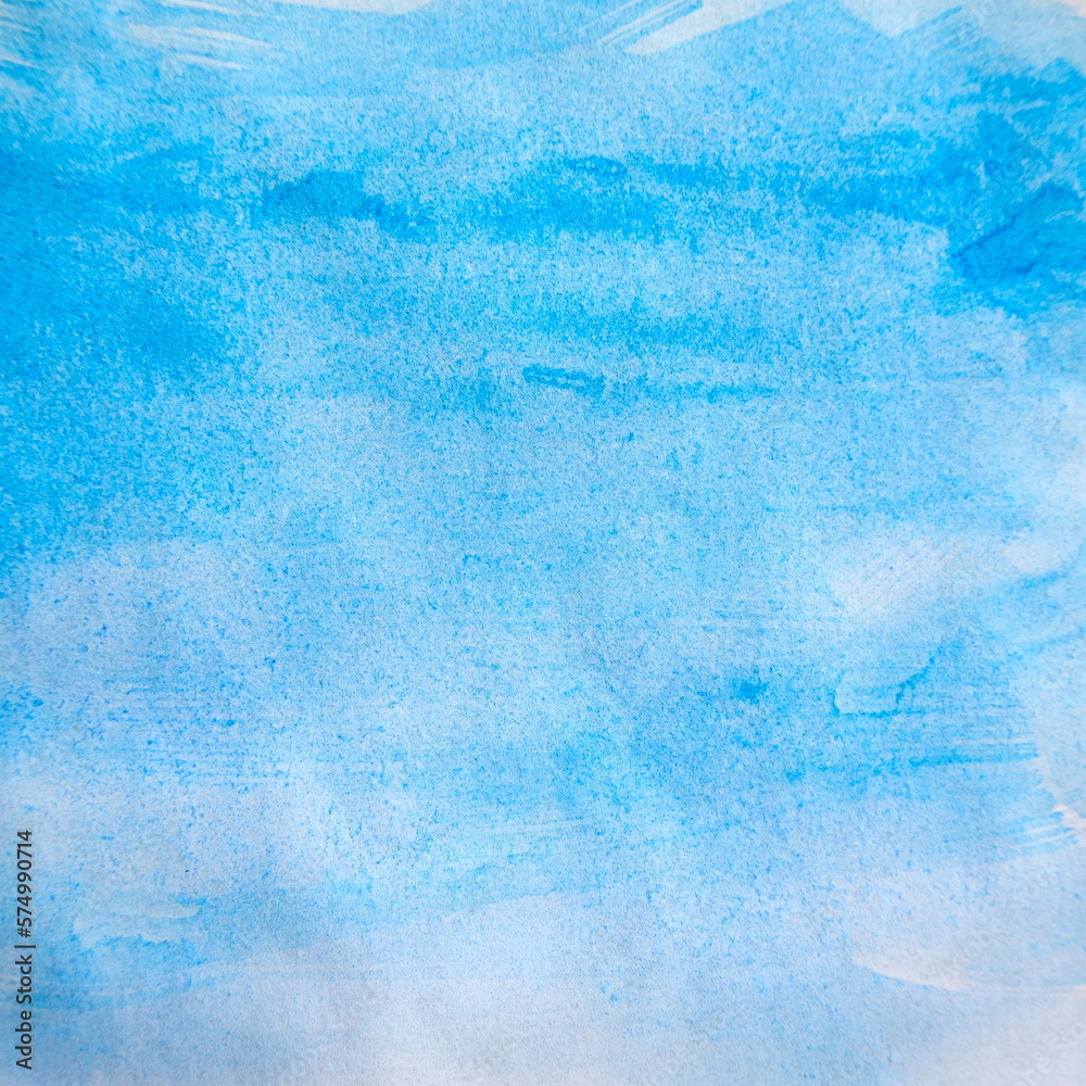 Abstract blue watercolor background, watercolor drawing