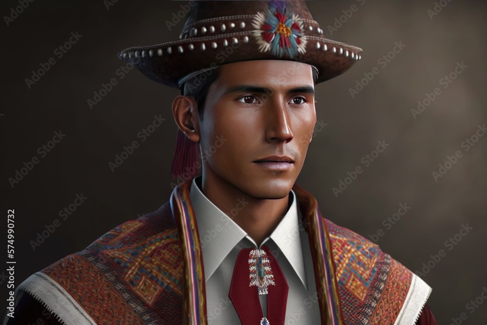 Beautiful male from Guatemala in traditional clothes, created with