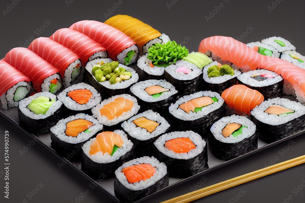 a Platter of Sushi Rolls Made With Generative AI