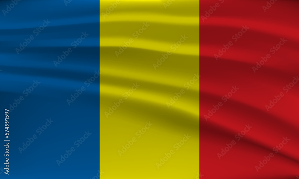 Flag of Chad, with a wavy effect due to the wind.